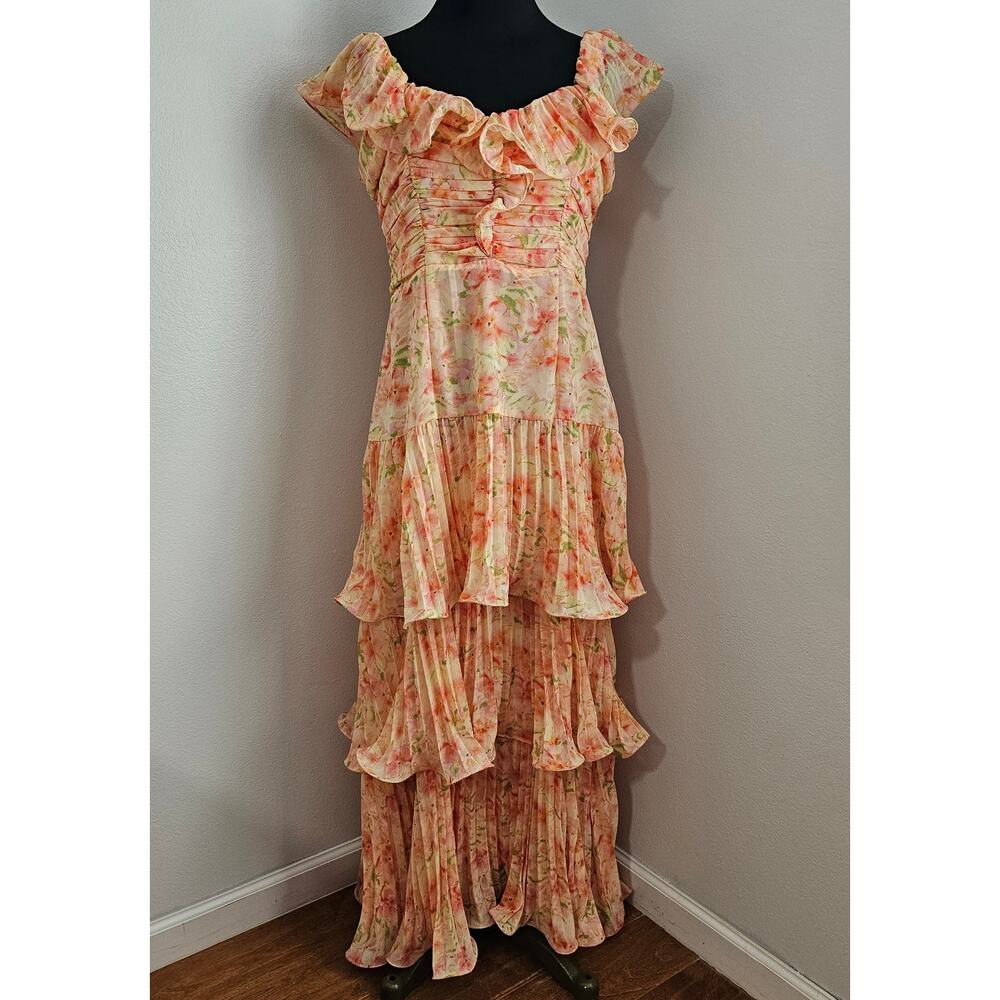 MINT ASTR The Label Wilder Pleated Tiered Maxi Party Wedding Dress Gown L - Picture 5 of 15